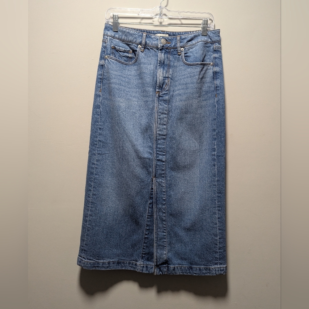LOFT Outlet Blue Denim Midi Skirt